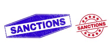 SANCTIONS Rubber Stamps in Round and Hexagon Shapes clipart