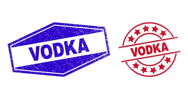 圆型和六边形VODKA型遇险徽章 — 图库矢量图片