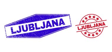 Çember ve Altıgen Şekillerde LJUBLJANA Çizilmiş Damgalar