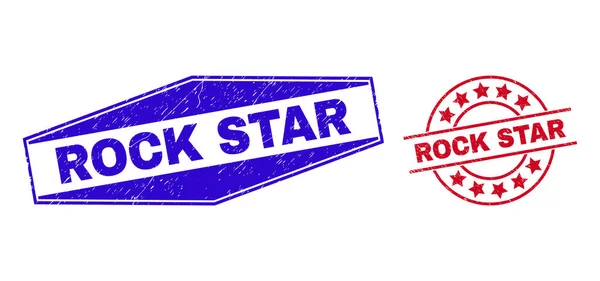 ROCK STAR korrodált fókák kerek és hatszögletű alakban — Stock Vector