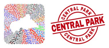 Central Park Mührü ve Orta Afrika Cumhuriyeti Haritası Ters Çevrilmiş Mozaik