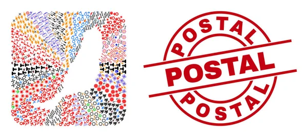 Distintivo postale e Fuerteventura Isola Mappa Foro Mosaico — Vettoriale Stock