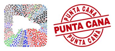 Punta Cana Mührü ve Dominik Cumhuriyeti Haritası Ters Mozaik