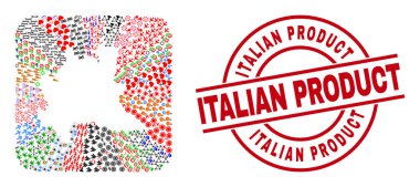 İtalyan Ürün Damgası ve Lombardiya Bölgesi Şablon Mozaiği