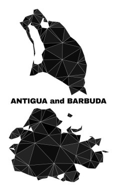 Vector Triangle Filled Antigua and Barbuda Map