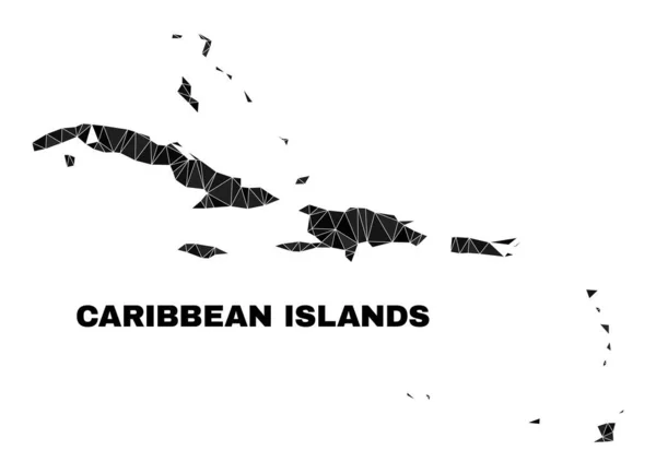 Vektor-háromszög Töltve Karib-szigetek Térkép — Stock Vector