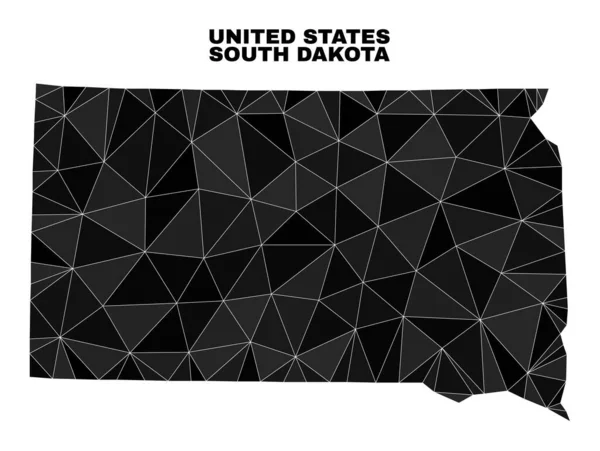 Mapa stanu Dakota Południowa, wektor Lowpoly — Wektor stockowy