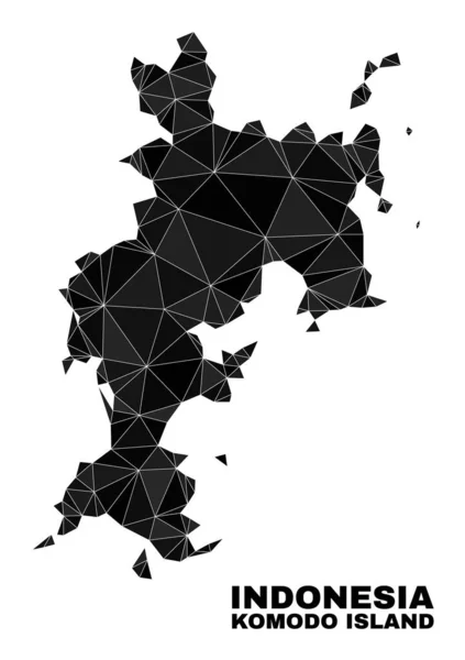 Mappa dell'isola di Komodo poligonale vettoriale — Vettoriale Stock