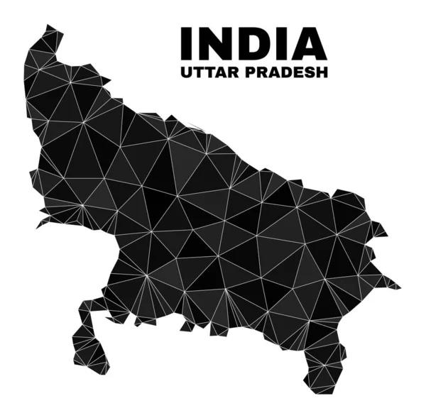 Vektorová polygonální mapa státu Uttar Pradesh — Stockový vektor