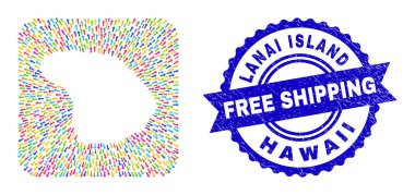 Beleş Nakliye Mühür Mührü ve Lanai Adası Haritası Ters Mozaiği Gösteriyor