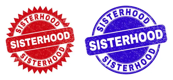 SISTERHOOD Road and Rosette Watermarks with Rubber Style — стоковый вектор