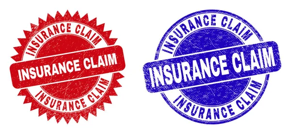 INSURANCE CLAIM Round and Rosette Seals with Distress Texture — Stock Vector