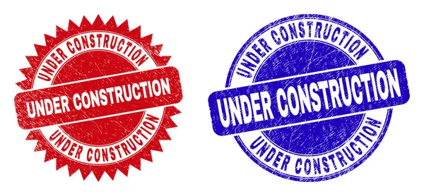 UNDER CONSTRUCTION รอบและโรเซ็ทลายน้ําที่มีเนื้อเยื่อข่วน — ภาพเวกเตอร์สต็อก