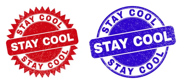 STAY COOL Round och Rosette Watermarks med gummi stil — Stock vektor