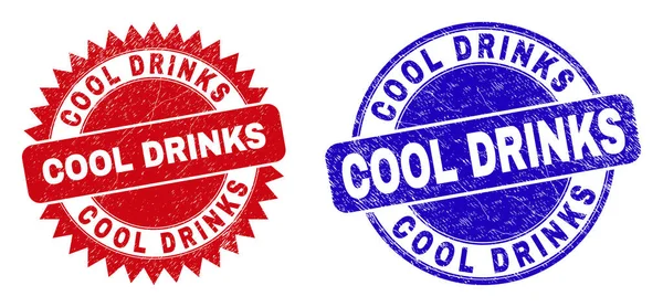 COOL DRINKS Abgerundete und Rosettenwasserzeichen mit Gummitextur — Stockvektor