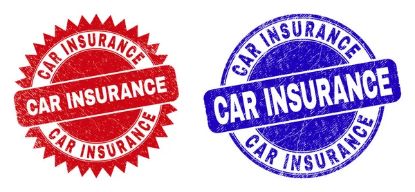 ASSURANCE AUTOMOBILE Filigranes arrondis et rosettes avec surface rugueuse — Image vectorielle