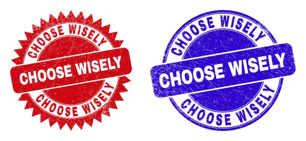 CHOOSE WISELY Round och Rosette stämplar med oren stil — Stock vektor