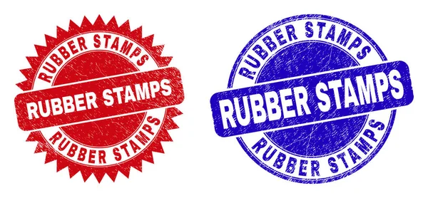 RUBBER STAMPS Round and Rosette Watermarks with Rubber Texture — 스톡 벡터