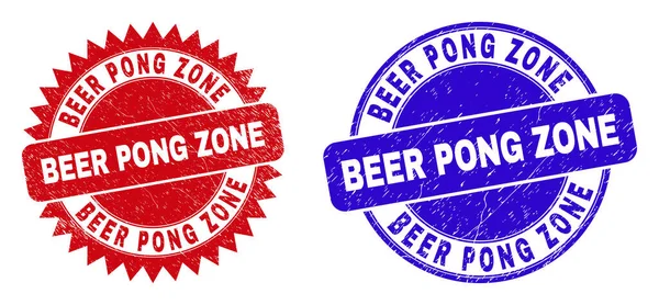 Cerveja PONG ZONE Rounded e Rosette Watermarks com estilo riscado — Vetor de Stock