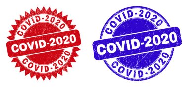 COVID-2020 Yuvarlak ve Rosette Stamps with Distress Doku