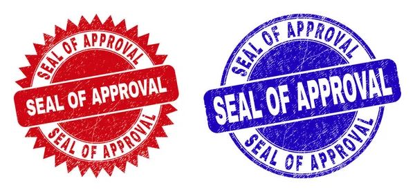 SEAL AV APPROVAL rundade och rosensigill med korroderad textur — Stock vektor