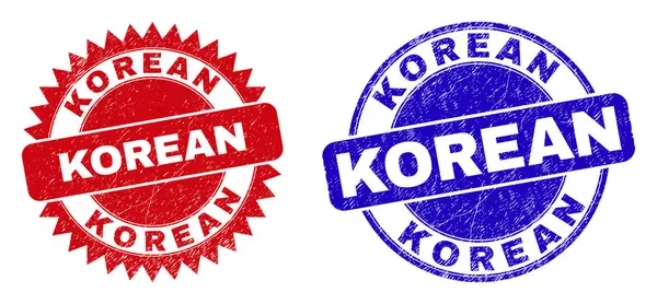 KREAN Rounded and Rosette Stamp Seals with Unclean style — 图库矢量图片