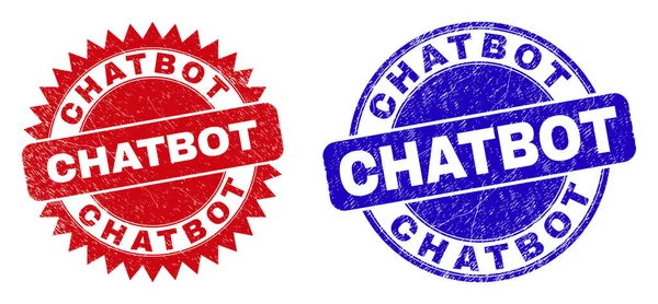 CHATBOT Rounded and Rosette Stamps with Rubber Texture — 图库矢量图片