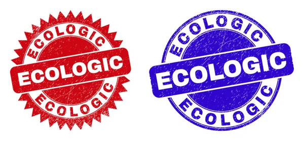 Οικολογική Στρογγυλή και Ροζέτα Γραμματόσημα με επιφάνεια Grunge — Διανυσματικό Αρχείο