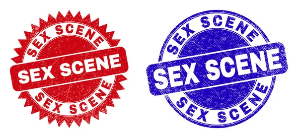 SEX SCENE Round and Rosette Watermarks with Rubber Texture — 스톡 벡터