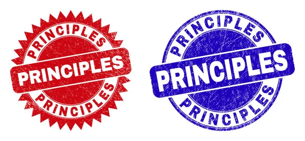 PRINCIPLES Yuvarlak ve Grunged Style ile Rosette Mühürleri — Stok Vektör