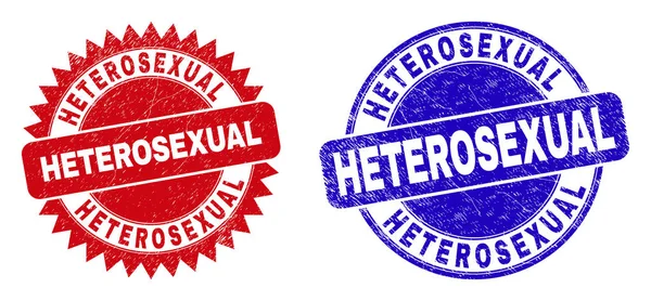 Sellos redondeados HETEROSEXUAL y Roseta con Superficie Impura — Vector de stock