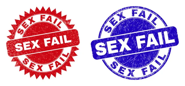 SEX FAIL Round and Rosette Stamps with Unclean Style — 图库矢量图片