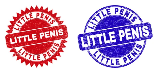 LITTLE PENIS Rounded and Rosette Stamps with Unclean Style — стоковый вектор