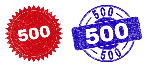 500 selos redondos e roseta com estilo riscado — Vetor de Stock