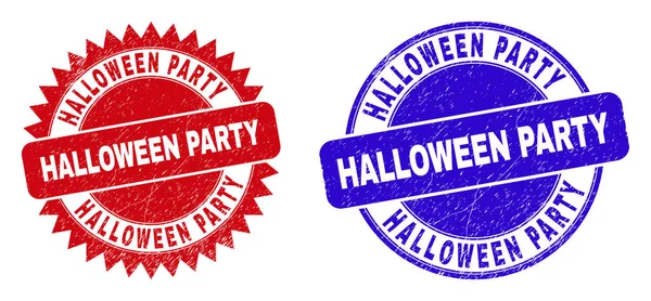 HALLOWEEN PARTY Round and Rosette Seals with Corroded Surface — стоковий вектор