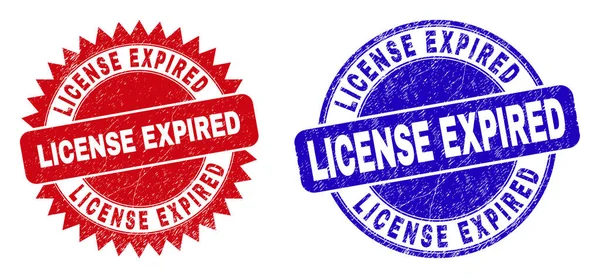 LICENSE EXPIRED kerek és rozettás tömítések vészhelyzetben textúrával — Stock Vector