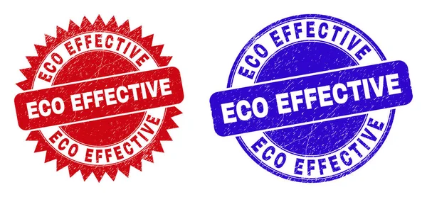 ECO EFFECTIVE Round and Rosette Stamps with Corroded Texture — Stock Vector