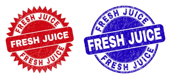 FRESH JUICE Zaokrąglone i Rosette Znaczki z korozją powierzchni — Wektor stockowy