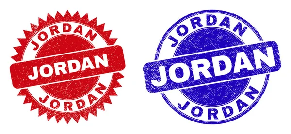 JORDAN Round och Rosette Watermarks med Grunge Style — Stock vektor