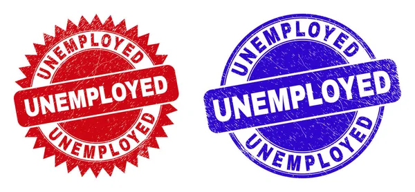 UNEMPLOYED Yuvarlak ve Kirli Biçimli Rosette Damgaları — Stok Vektör