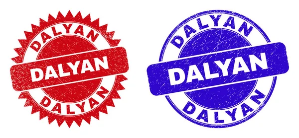 Sellos redondos y de sello de roseta de DALYAN con superficie corroída — Vector de stock