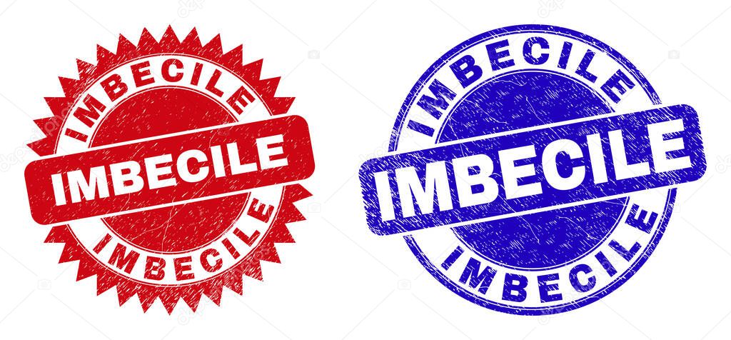 IMBECILE Round and Rosette Stamps with Scratched Texture