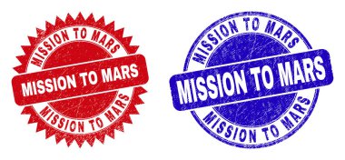 MISSION TO MARS Rounded and Rosette Stamp Seals with Grunged Style