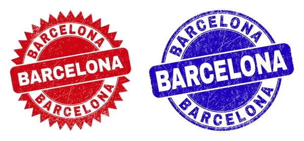 具有腐蚀表面的BARCELONA圆环和玫瑰花瓣封条 — 图库矢量图片