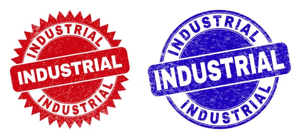 INDUSTRIËLE Afgeronde zegels en zegels met Rosette-stempel met Corroded Surface — Stockvector