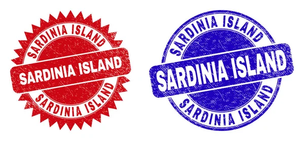 SARDINIA ISLAND Rounded and Rosette Watermarks with Corroded Style — 图库矢量图片