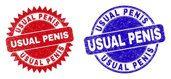 USUAL PENIS Rounded and Rosette Watermarks with Corroded Surface — Image vectorielle