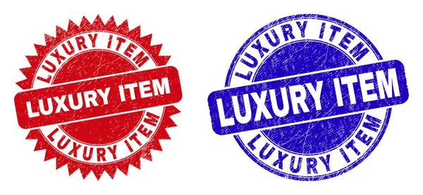 LUXURY ITEM Round and Rosette Stamp Seals with Distress Style — Stock Vector