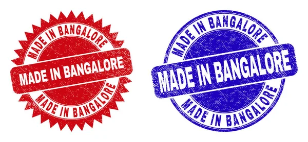 MADE IN BANGALORE Rounded and Rosette Stamp Seals with Rubber Surface — Stock Vector