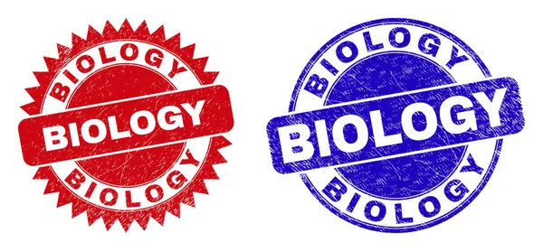 BIOLOGIE zakulacené a růžové pečetě s korodovaným stylem — Stockový vektor